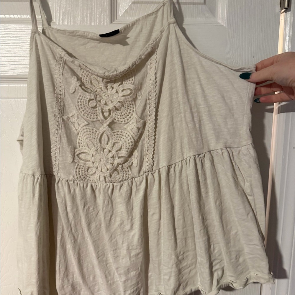 Torrid Cream Lace Detail Top